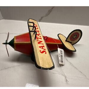New Decorative Vintage Metal Airplane 6” Ornament SANTA & CO
